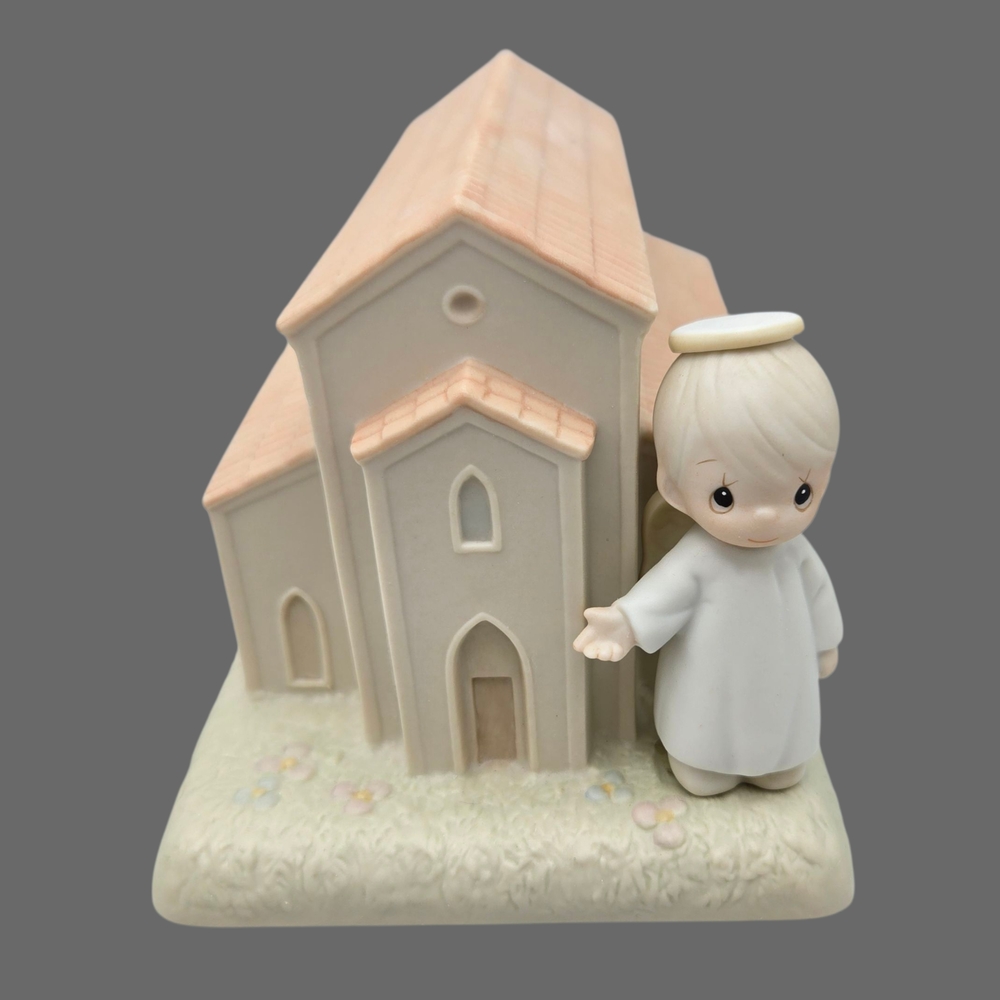 Rare Precious Moments There's A Christian Welcome Here Church Angel Signed Sam B